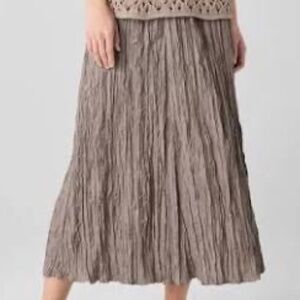 Eileen Fisher Crushed Silk Flared Skirt Cocoa.  New with tags.